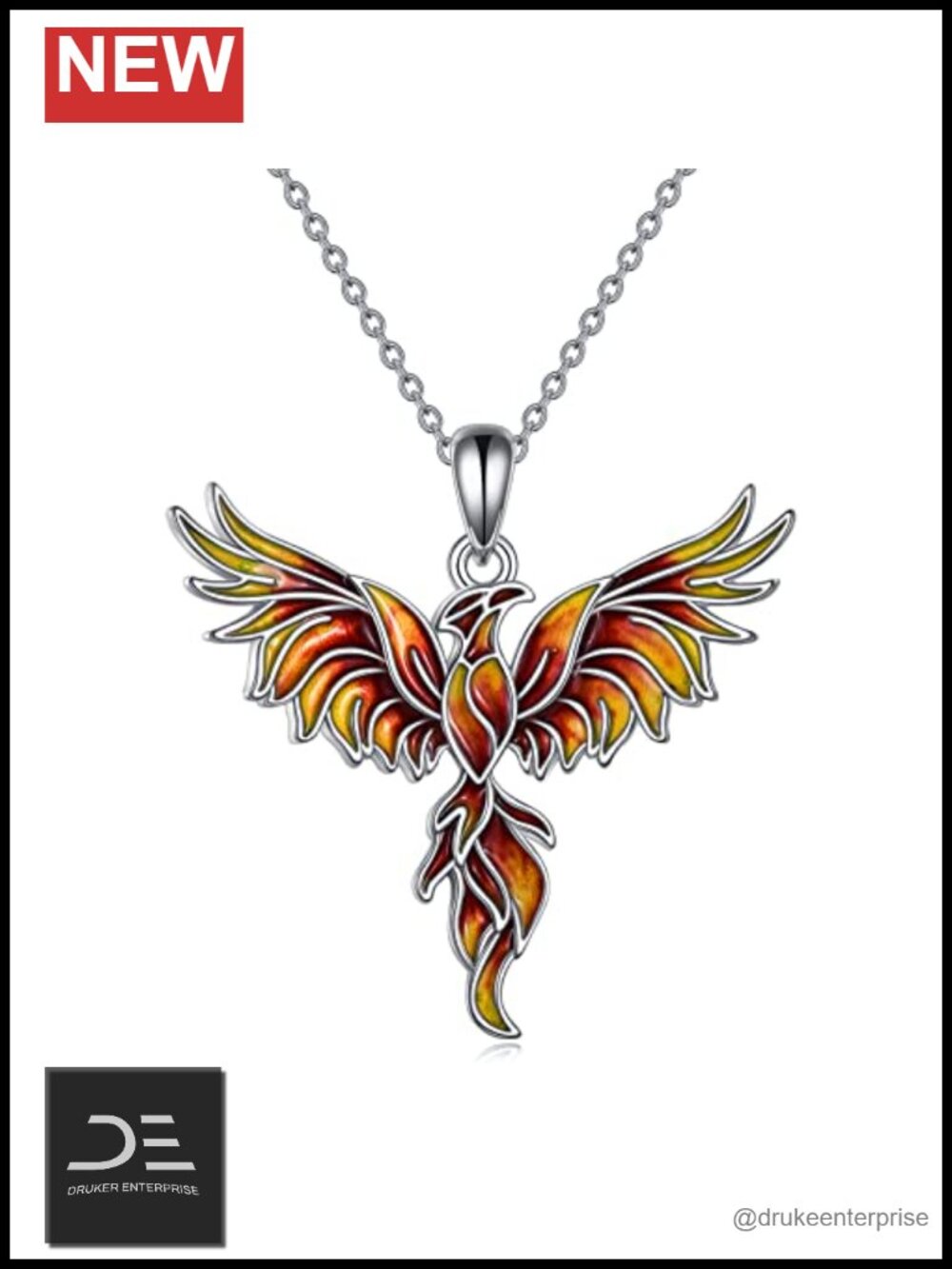 Sterling Silver Phoenix Pendant Necklace 925 Jewelry Women Mom